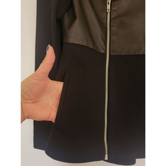 Elizabeth & James 100% real lamb leather upper side zip peplum jacket size 6 - Picture 4 of 8